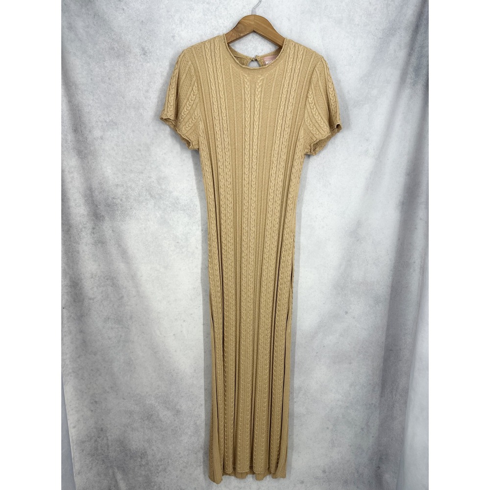 NWOT Show Me Your Mumu Valletta Gold‎ Metallic Cable Knit Maxi Dress Size Large - Picture 2 of 10
